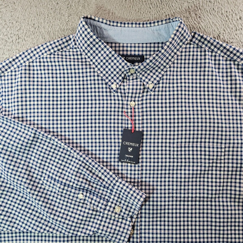 NWT Cremieux Flannel Shirt Men 4XB Light Blue White Yellow Red Plaid New